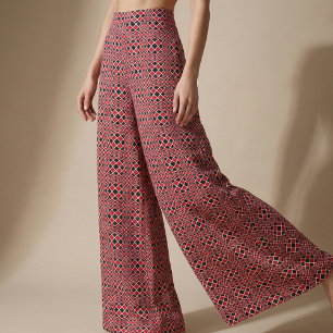 Red Black & White Op Art Geometric Pattern Fabric