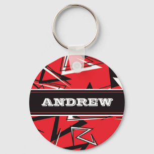 Red, Black, White Personalised Keychain