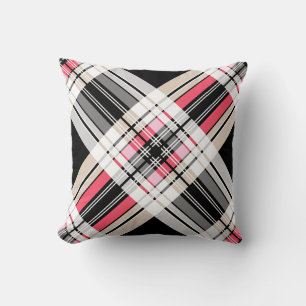 Red black white plaid cushion