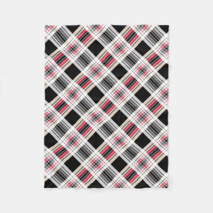 Red black white plaid fleece blanket
