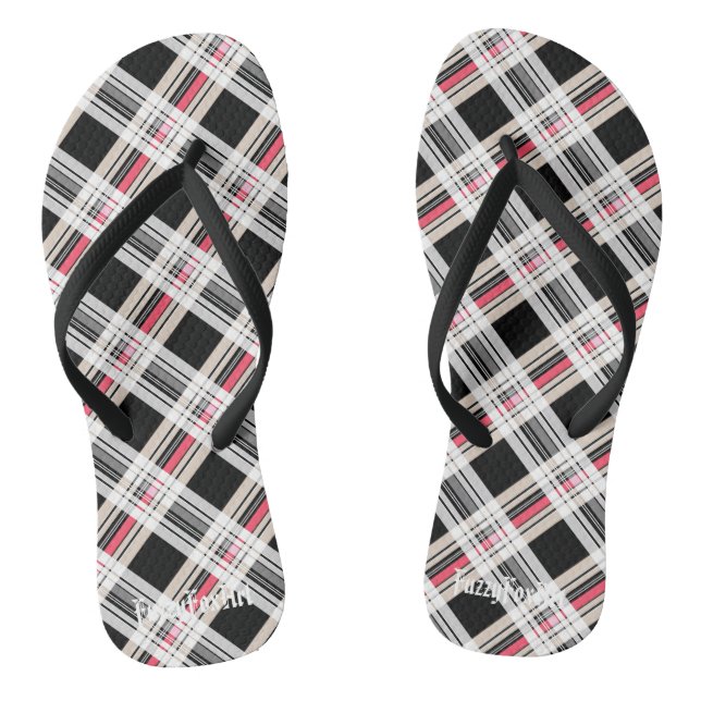 Red black white plaid jandals (Footbed)