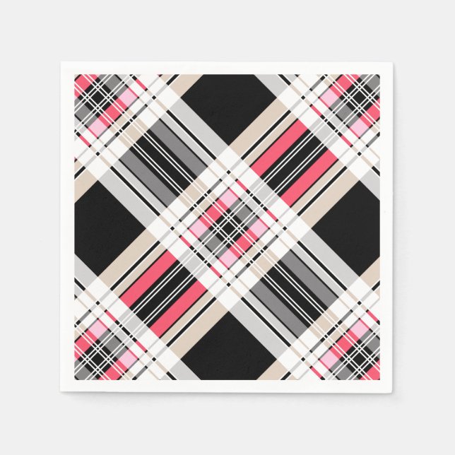 Red black white plaid napkin (Front)