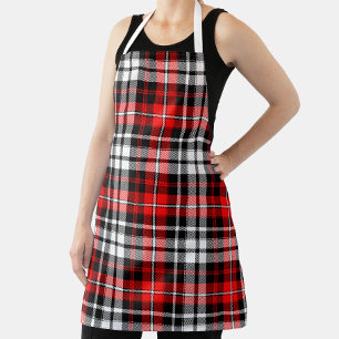 Red Black White Plaid Tartan Pattern Design  Apron