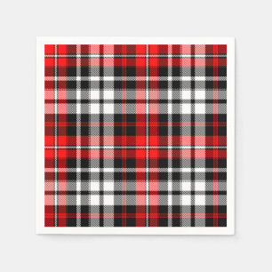 Red Black White Plaid Tartan Pattern Design  Napkin