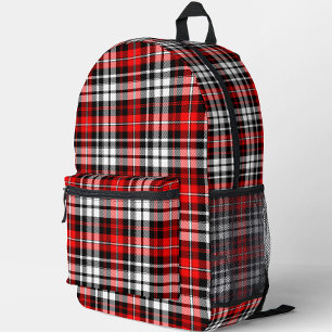 Red Black White Plaid Tartan Pattern Design Printed Backpack