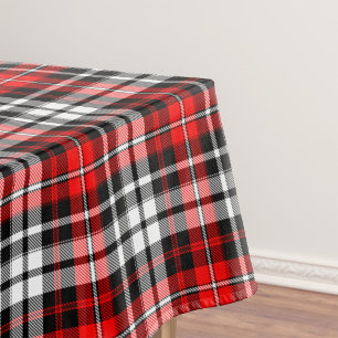 Red Black White Plaid Tartan Pattern Design  Tablecloth