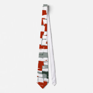Red Black White Retro Painting Abstract Art Tie