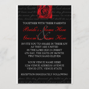 Red, Black, White, Rose Invitation