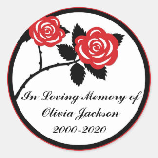 Red black white roses custom sympathy stickers