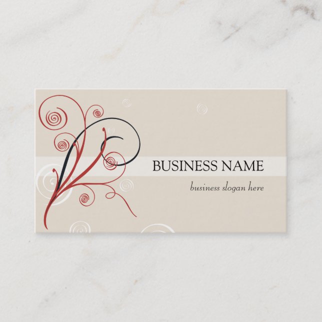 Red Black White Spirals Business Card (Front)