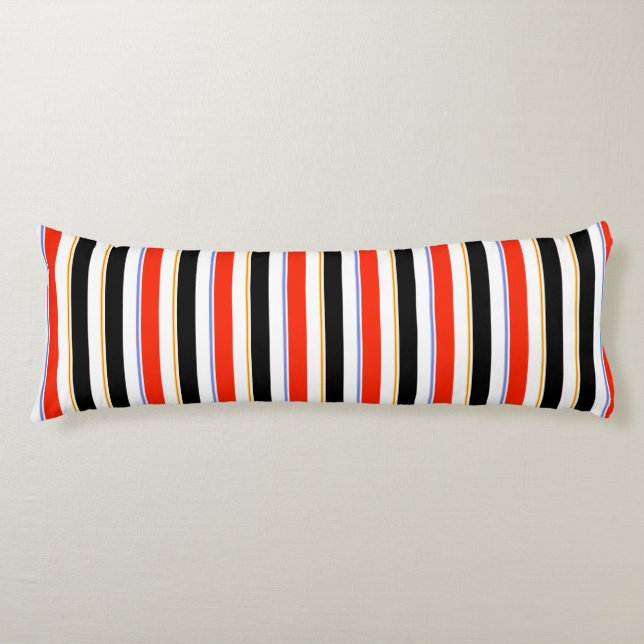 Red Black White Stripes Lines Pattern Design Body Cushion (Front)