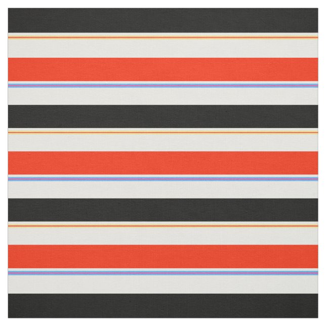 Red Black White Stripes Lines Pattern Design Fabric (Swatch)