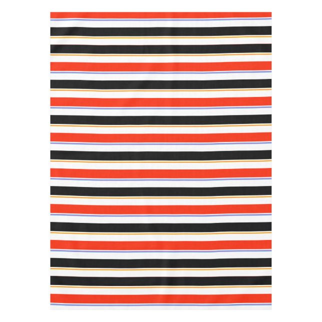 Red Black White Stripes Lines Pattern Design Tablecloth (Front)