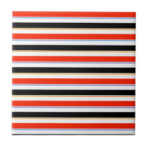 Red Black White Stripes Lines Pattern Design Tile