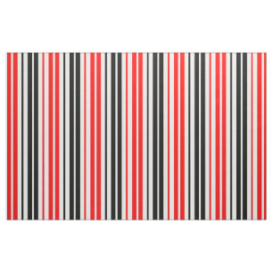 Red Black White Stripes Pattern Design  Fabric