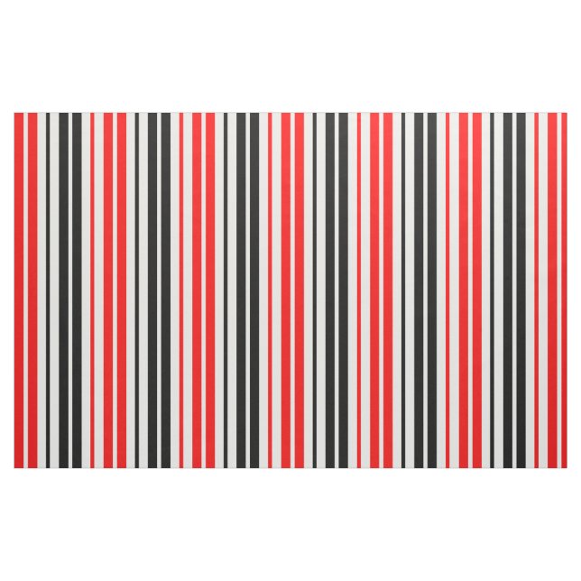 Red Black White Stripes Pattern Design  Fabric (Fat Quarter)