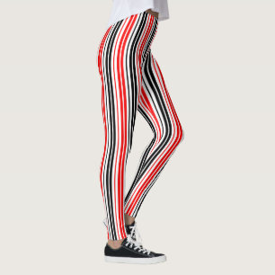 Red Black White Stripes Pattern Design Leggings
