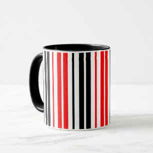 Red Black White Stripes Pattern Design Mug