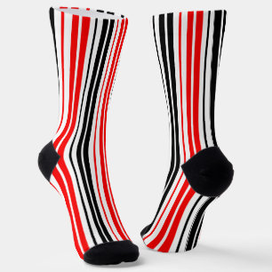 Red Black White Stripes Pattern Design Socks