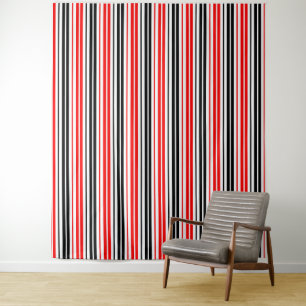 Red Black White Stripes Pattern Design Tapestry