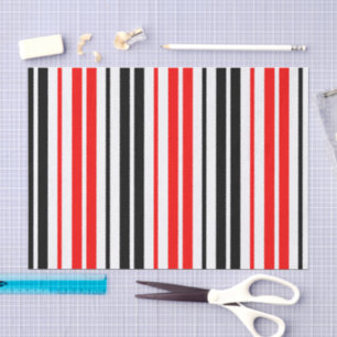 Red Black White Stripes Pattern Design  Tissue Paper