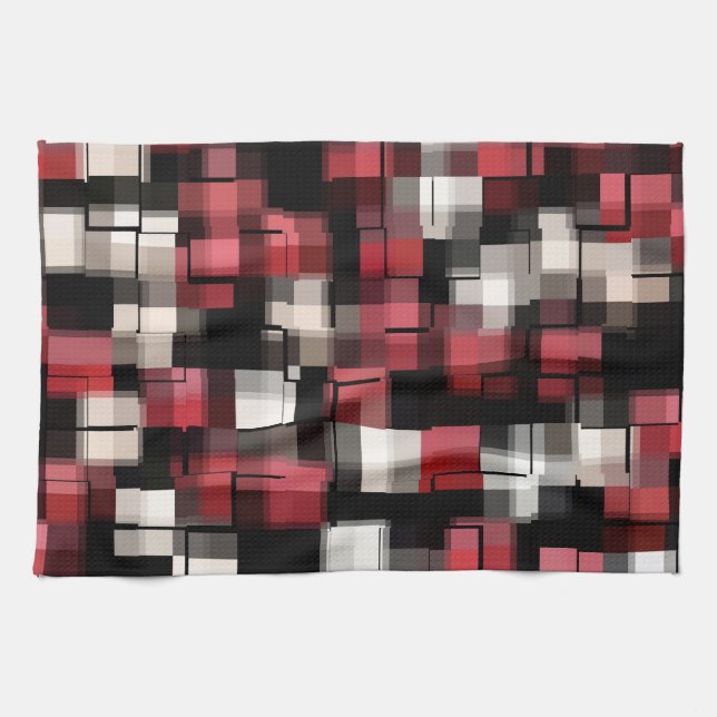 Red Black White Tea Towel (Horizontal)