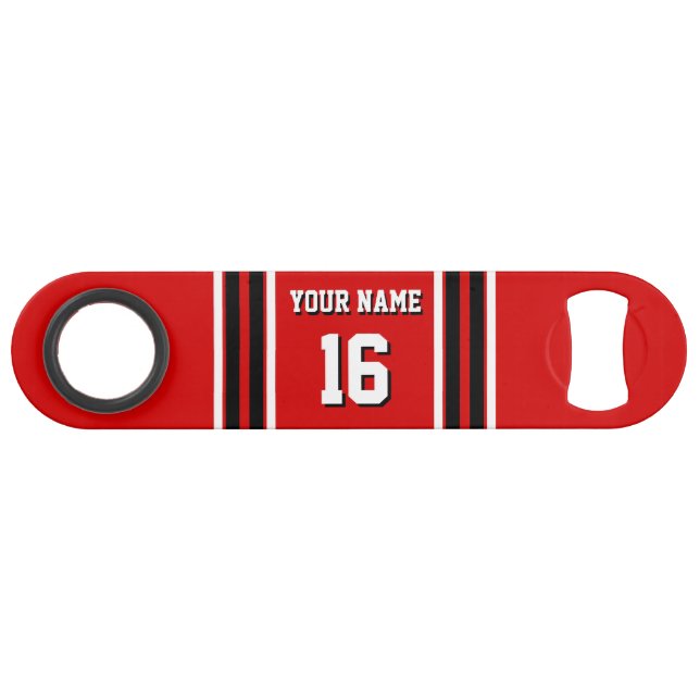 Red Black White Team Jersey Custom Number Name (Front (Horizontal))