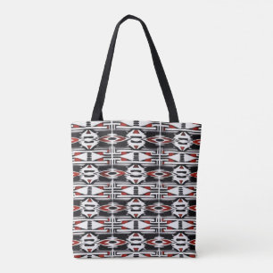 Red, Black & White Tribal Tapestry Tote Bag