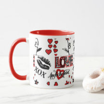 Red Black White Valentine's Day Mug