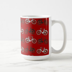 Red Black White Vintage Bicycles Bikes Cycling Coffee Mug