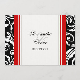 Red black white wedding engagement invitation