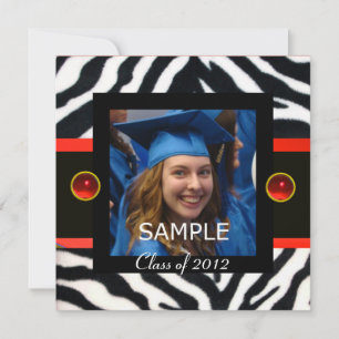 RED BLACK WHITE ZEBRA FUR Monogram Photo Template