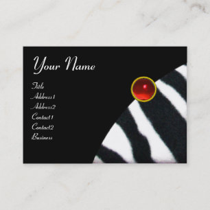 RED BLACK WHITE ZEBRA FUR MONOGRAM ,Ruby Business Card