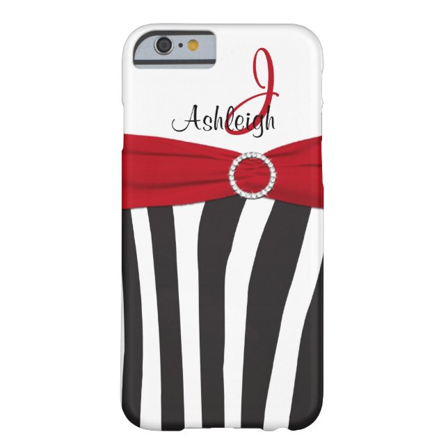 Red, Black, White Zebra Striped iPhone 6 case (Back)