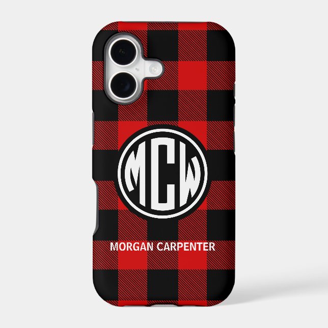 Red Black Wt Circle Monogram Buffalo Plaid DIY BG (Back)