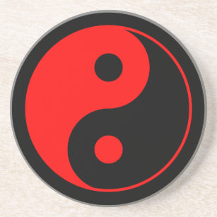 Red & Black Yin Yang Symbol Coaster