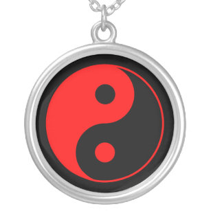 Red & Black Yin Yang Symbol Necklace