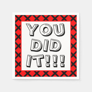 Red & Black You Did It Graduation Napkin