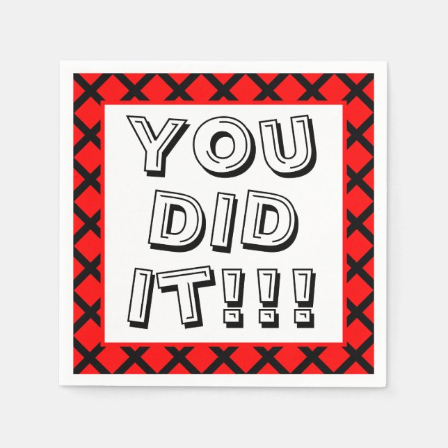 Red & Black You Did It Graduation Napkin (Front)
