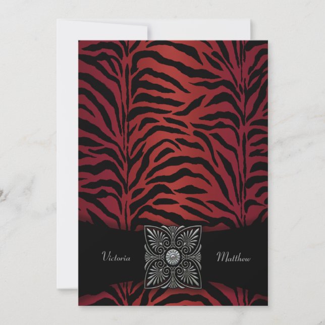 Red & Black Zebra Wedding Invitations (Front)