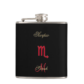 Red Black Zodiac Sign Scorpio Personalised Flask