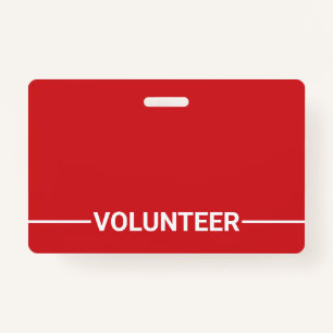 Red Blank Volunteer ID Badge