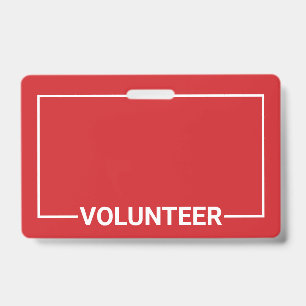 Red Blank Volunteer ID Badge