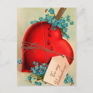 Red Bleeding Heart Valentine Antique Postcard