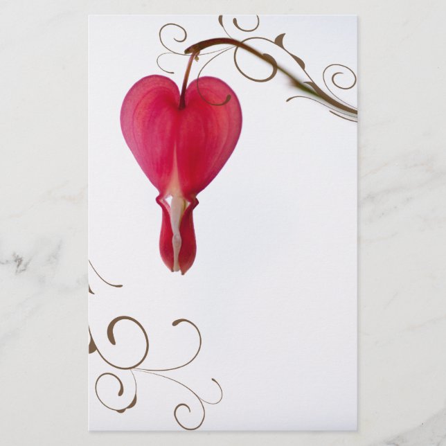 Red Bleeding Hearts Flowers Wedding Stationery (Front)