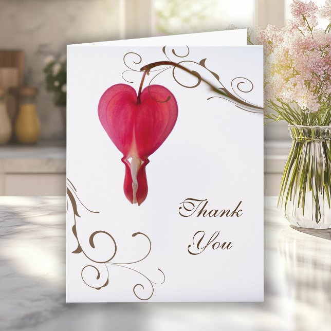 Red Bleeding Hearts Flowers Wedding Thank You Note (Creator Uploaded)