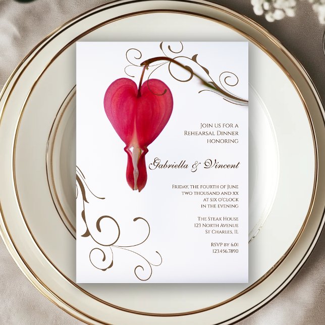 Red Bleeding Hearts Wedding Rehearsal Dinner Invitation (Creator Uploaded)