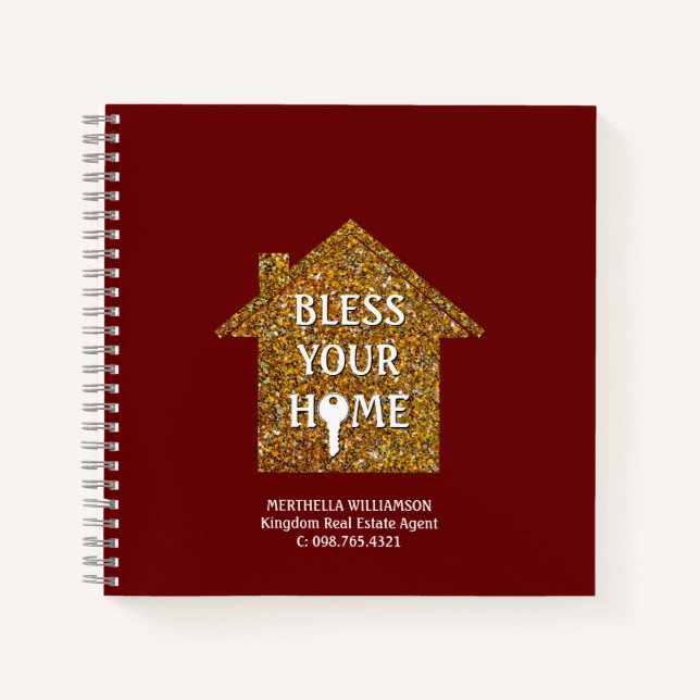 Red BLESS YOUR HOME Real Estate Notebook (Front)