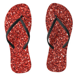 Red bling, sparkle and shine jandals