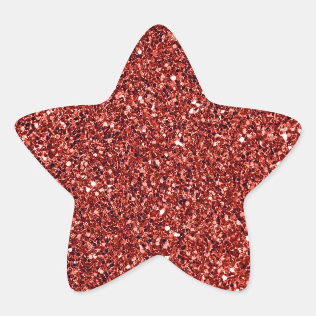 Red bling sparkling and shiny star sticker (Front)